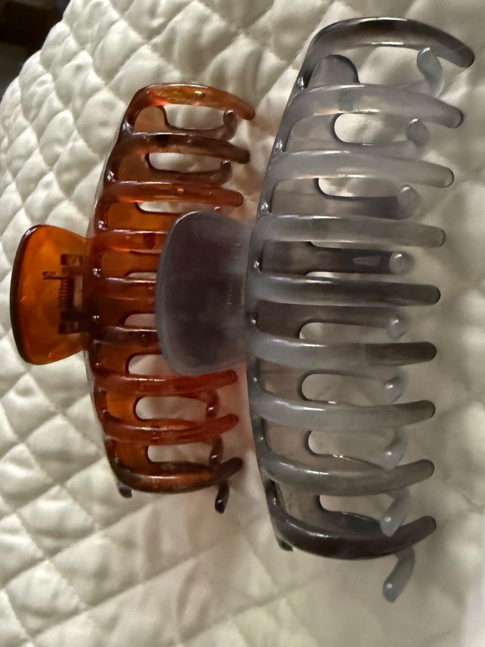 2 Elegant Gray and Red Brown Tortoise Hair Clip Claws | Large | New